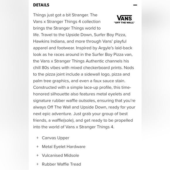 Vans X Stranger Things "Sufer Boy" Authentic *NWT* - Picture 8 of 16